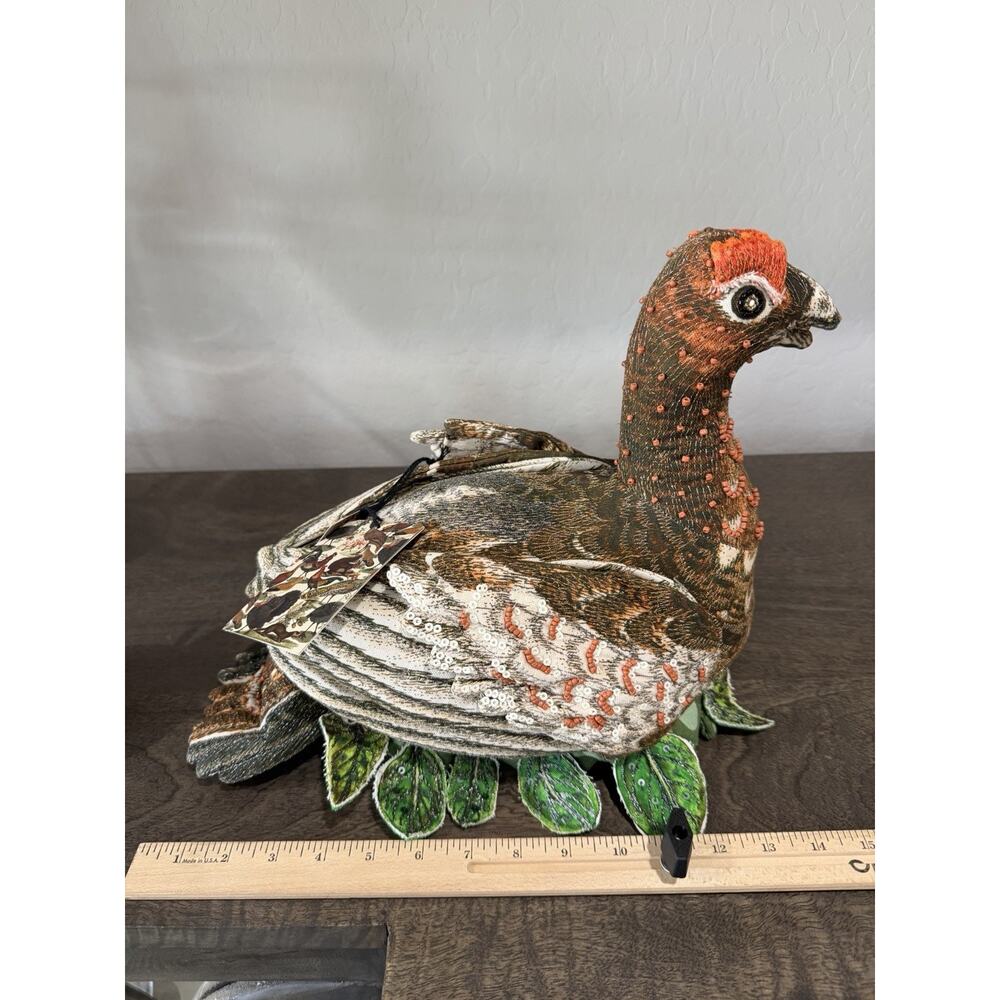 John Derian Target‎ Limited Edition Fall Shaped Beaded Grouse Bird Pillow 11X15" - Picture 11 of 11